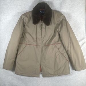 Vintage Shanhouses Field Jacket Coat Mens 42 Beige Outerwear Rancher Pile Lined